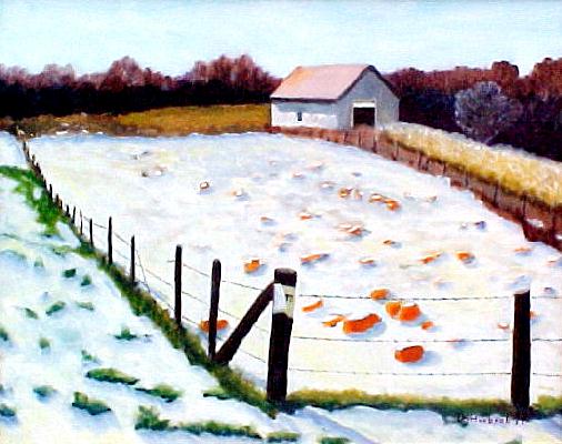 First Snow On The Pumpkin Patch